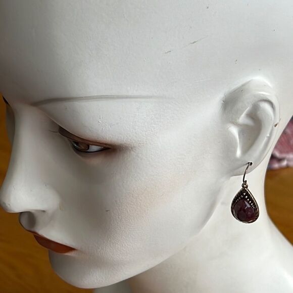 Bundle Sale 3 for $15 | Wine-Colored Teardrop Dangle Earrings - Picture 5 of 9